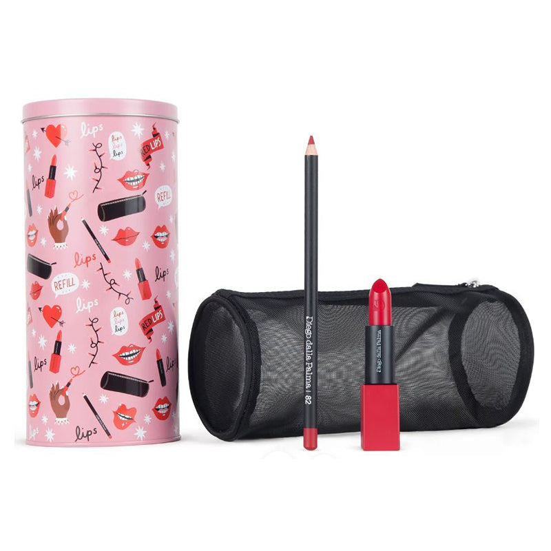 Diego Dalla Palma Kit Labbra Pochette Rossetto Creamy Refill 10 + Custodia Rossetto Refill + MAtita Labbra 82 18 cm