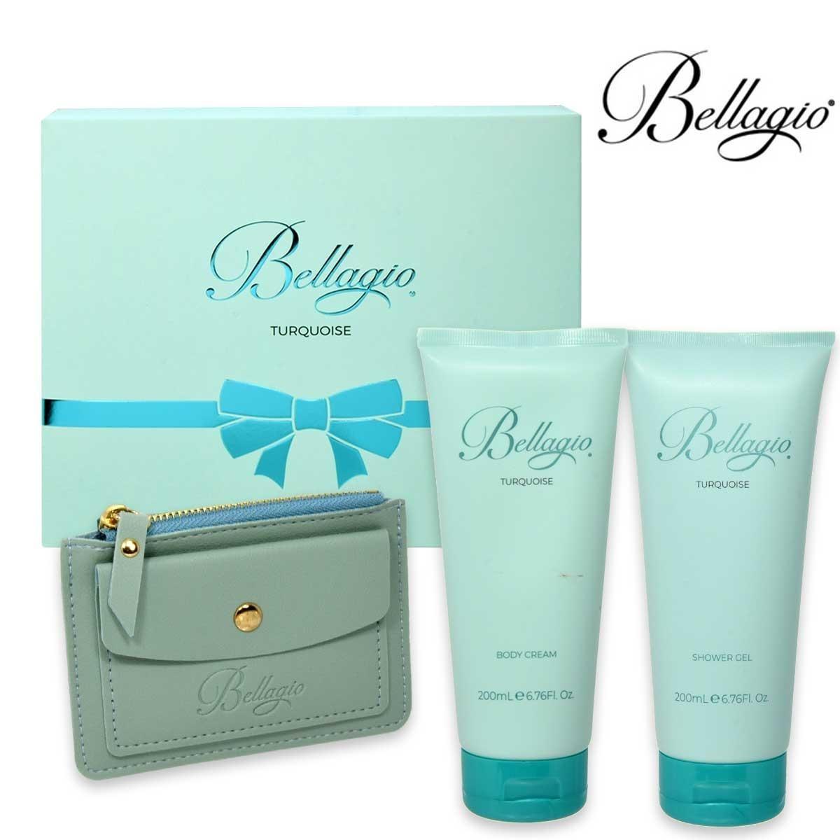 BELLAGIO TURQUOISE  (SHOWER GEL 200ML + BODY CREAM 200ML + PORTAMONETE)