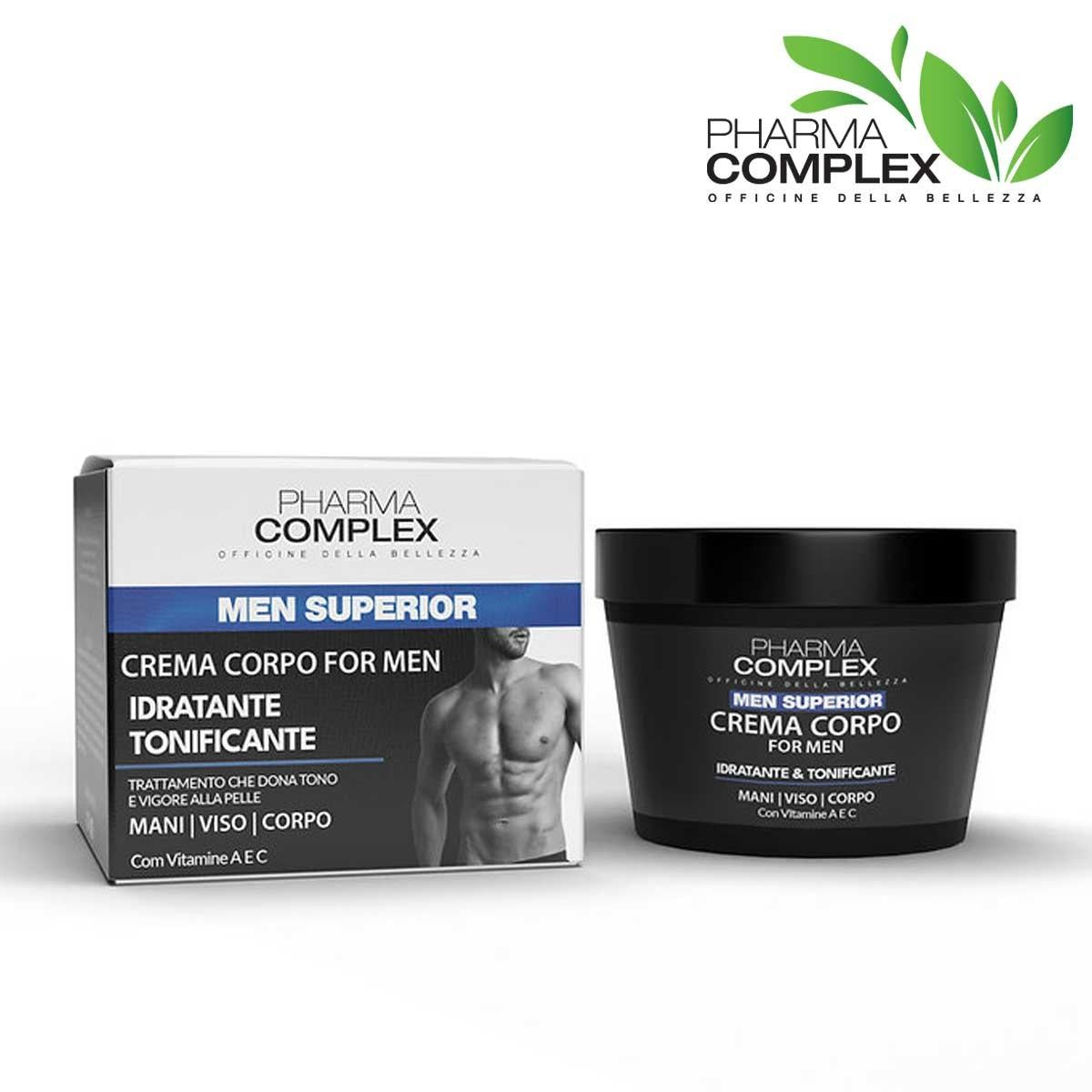 Pharma Complex Men Superior Crema Corpo for man idratante tonificante con Vitamina AEC 250 ml