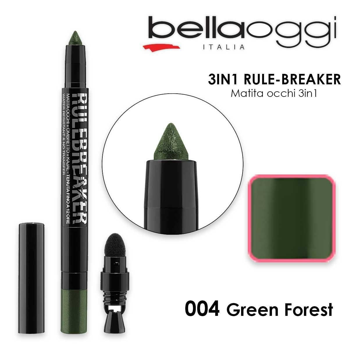 Bellaoggi 3 in 1 Rule Breaker Matita Occhi/Ombretto/Kajal 004 Green Forest
