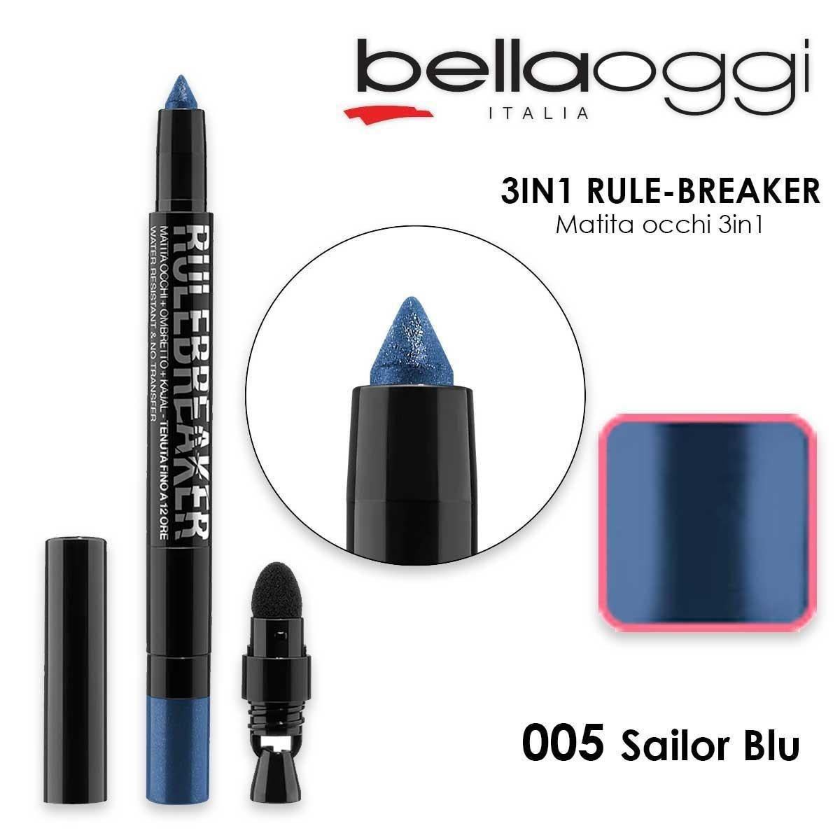 Bellaoggi 3 in 1 Rule Breaker Matita Occhi/Ombretto/Kajal 005 Sailor Blue