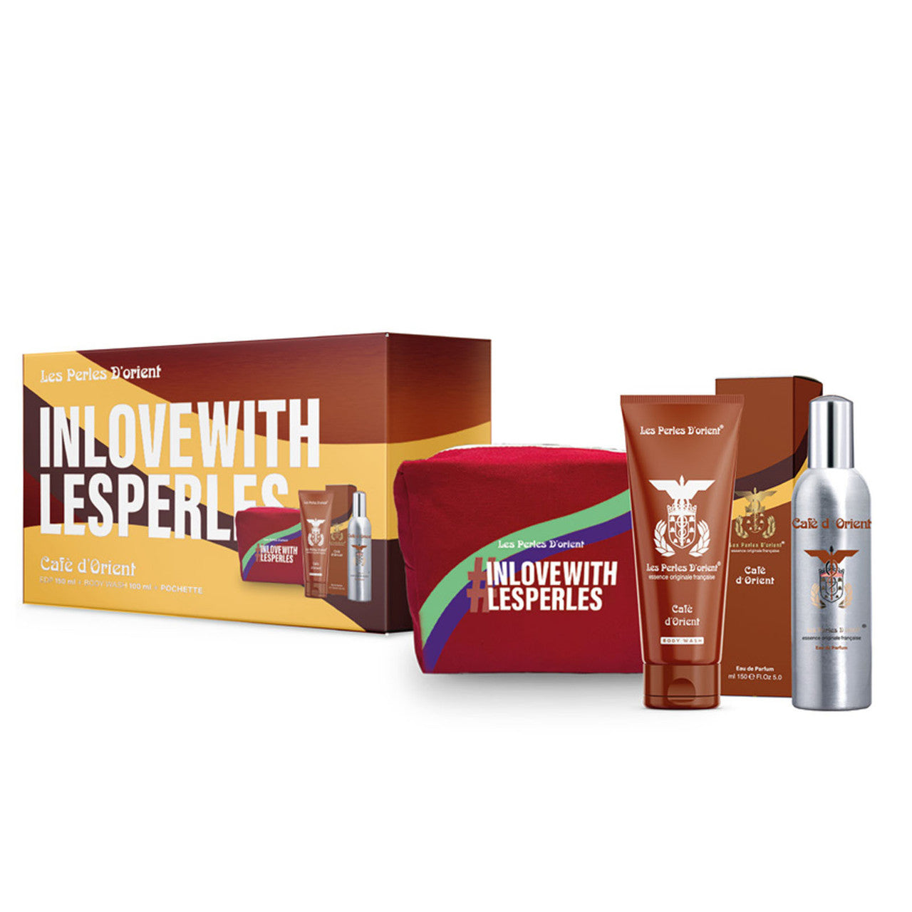 Les Perles d'Orient Cafè d'Orient EDP Spray 150 ml + Body Wash 100 ml + Pochette