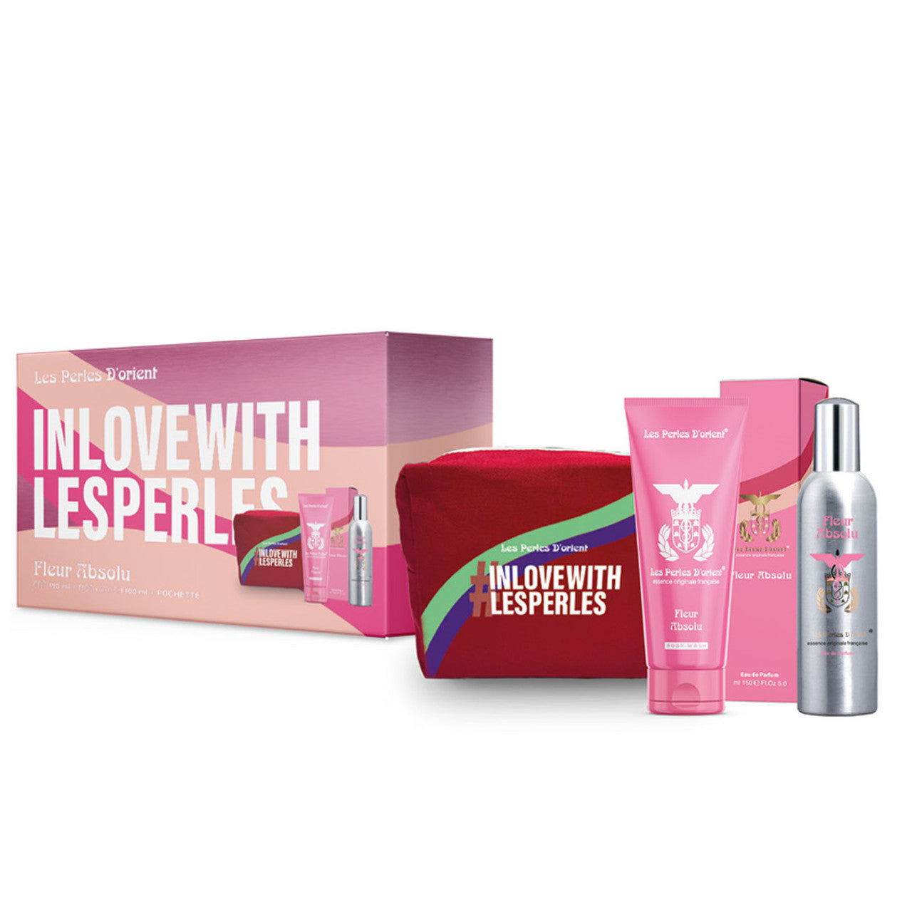Les Perles d'Orient Fleur Absolu EDP Spray 150 ml + Body Wash 100 ml + Pochette