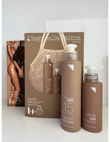 Diego Dalla Palma Kit SPF 15 Fluido Protettivo 150 ml + Balsamo Lenitivo Doposole 100 ml + Mesh Summer Bag